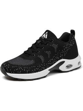 Women's Smoky Black Air Cushion Running Athletic Mesh Sneakers Basketball Shoes